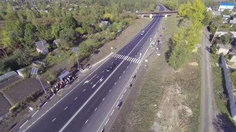 Aerial of freeway Stock Footage 42889181