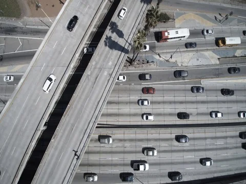 AERIAL FREEWAY TRAFFIC 1 Stock Footage 80848921