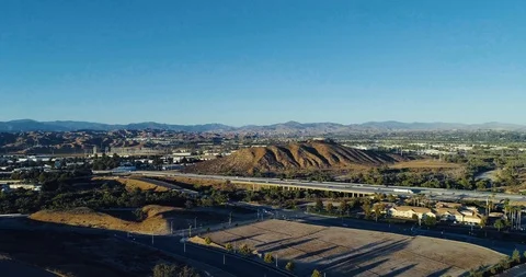 Aerial of freeway with traffic Stock Footage 96031703