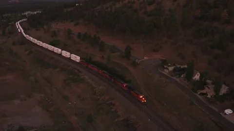 Aerial of Freight Train Stock Footage 155864579