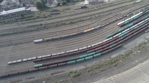 Aerial Freight Trains Stock Footage 78105454