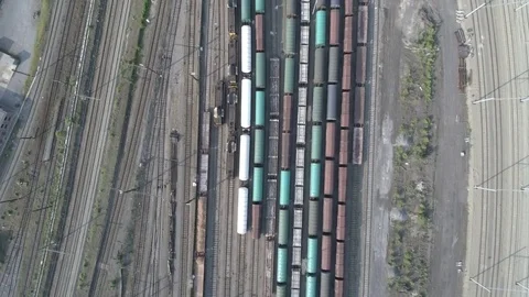 Aerial Freight Trains Stock Footage 78106076