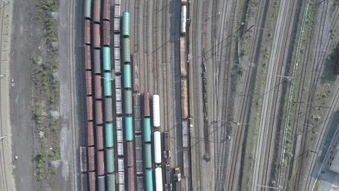Aerial Freight Trains Stockbeeldmateriaal 78106089