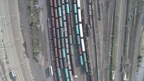 Aerial Freight Trains Stock Footage 78106812