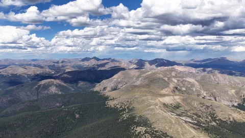 Aerial of Front Range mountain views in Pike National Forest in Colorado Stock Footage 343156693