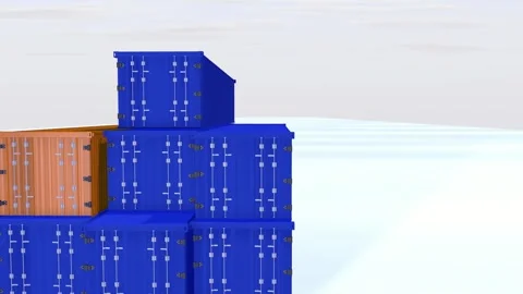 Aerial front view Cargo Ship carrying container and running for export goods Stock Footage 302819653