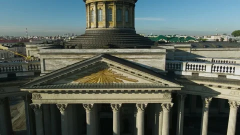 Aerial front view of the centre enter uner dome and in colonnade of the Kazan Ca Stock-Footage 207318822