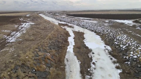 Aerial frozen river Stock Footage 237160900