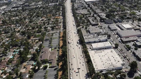 AERIAL - fwy north hollywood Stock Footage