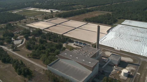 Aerial Garbage Burning Power Plant Stock Footage