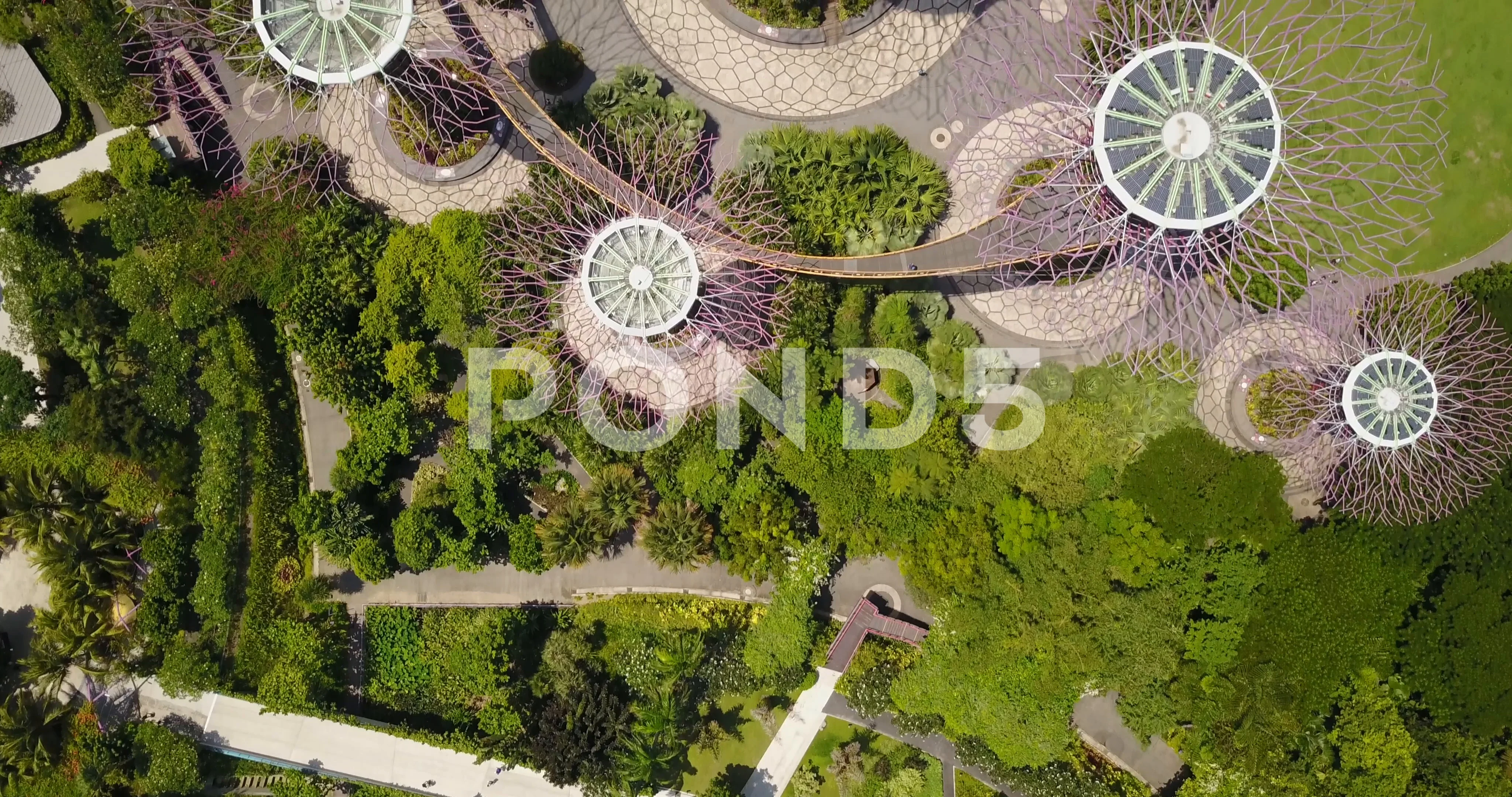 Aerial of Gardens By The Bay, Marina Stock Video Pond5