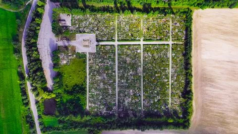 Aerial geometry landscape pattern view drone nature photography field lawn co Foto stock