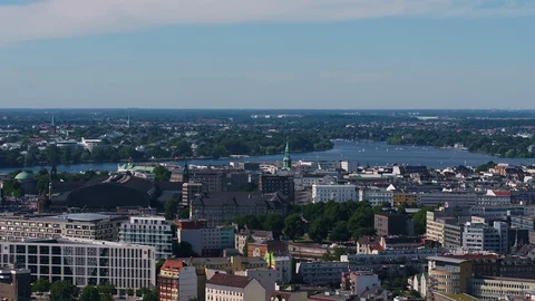 Aerial Germany Hamburg June 2018 Sunny Day 90mm Zoom 4K Inspire 2 Prores Vídeos de archivo 103431253