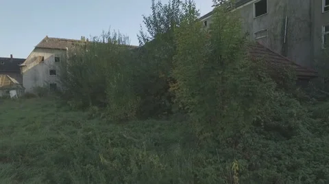 Aerial of a ghosttown,slow ascent forward ending with a pan-shot Stock Footage 59780640