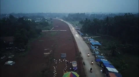 Aerial Glimpse: Capturing the Majestic Evolution of a Grand Highway Construction Stockbeeldmateriaal 243978886