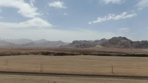 Aerial Gobi Wilderness Continuous Mountains Qinghai China Stock Footage 336699028