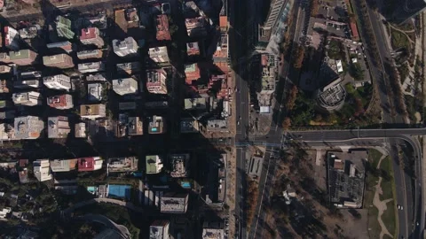 Aerial going forward over concrete jungle, Santiago, Chile Stock-Footage 133198518