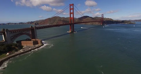 AERIAL GOLDEN BRIDGE REVEAL CLOSE  Video stock 106851353