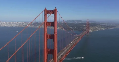 Aerial of the Golden Gate Bridge in San Francisco Stock Footage