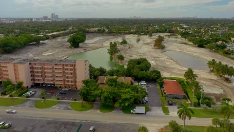 Aerial golf course development Hallandale Diplomat 4k b roll Stock Footage 112807831