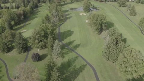 Aerial Golf Course Slow Push In Shot 4K@24FPS DLOG Stock Footage 217127692