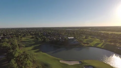 Aerial Golf Course at Sunset Stock Footage 82706031