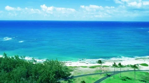 Aerial: Golf Course Turtle Bay Resort North Shore Oahu Hawaii. 스톡 동영상 81147830