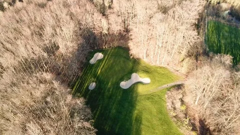 Aerial Golf Sand Trap Stock Footage 126944526