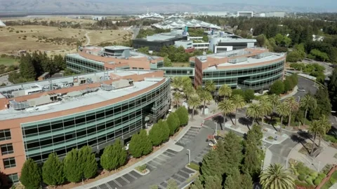 Aerial: Google Hq Googleplex, Mountain View, Silicon Valley, San Francisco Stock Footage 156364402