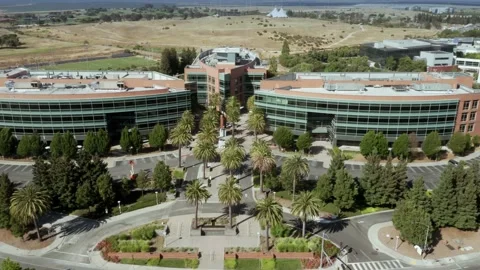 Aerial: Google Hq Googleplex, Mountain View, Silicon Valley, San Francisco Stock Footage 156367570