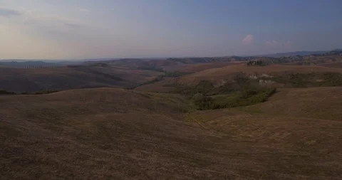 Aerial, gorgeous plowed fields landscape in Tuscany Video stock 102319473