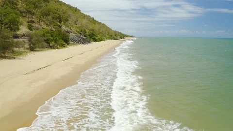 Aerial, gorgeous view on empty Ellis Beach in Cairns, Queensland, Australia Stock Footage 115782777