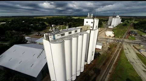 Aerial Grain Elevator with Old Town in back ground Video stock 41511996