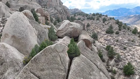 Aerial Granite Formations and High Desert Landscape Bishop California Fly T.. Stock Footage 339818109