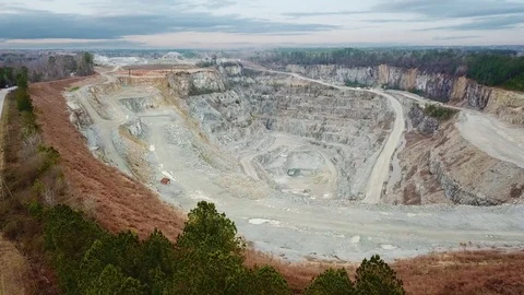 Aerial of Granite Surface Mining Facility Stock Footage 119677923