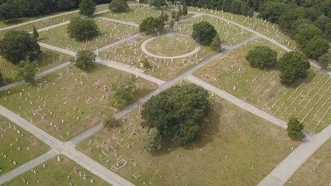 Aerial Graveyard Flyover 4K Stock Footage 115558345