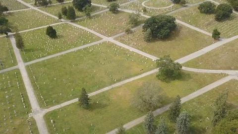 Aerial Graveyard Flyover 4K Stock Footage 115558409