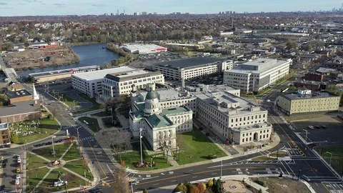 Aerial of Hackensack, New Jersey Stockbeeldmateriaal 98319104