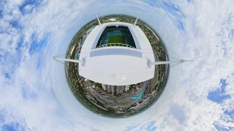 Aerial Hard Rock Stadium tiny planet Miami FIFA World Cup 2026 Stock Footage 336212123