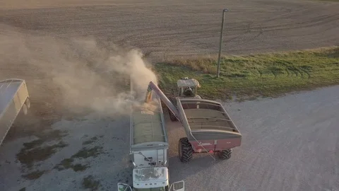 Aerial Harvest Unloading Stock Footage 103229667