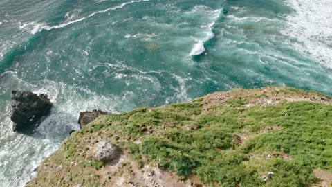 Aerial Of Haystack Rock At Cannon Beach  &amp; Bird flying from rock Stock-Footage 155775855