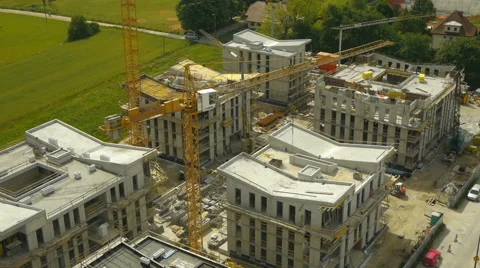 Aerial HD: Descent under Crane and Construction Buildings Vídeos de archivo 44990545