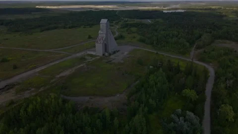 Aerial Headframe at dusk Stock Footage 254908806