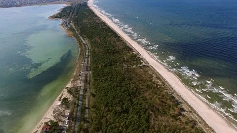 Aerial of Hel Peninsula in Poland Sandy Beaches Stock Footage
