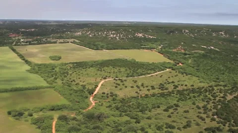 Aerial Helicopter Footage Flying Texas Green Plains Farmland Stock Video Footage Stock Footage