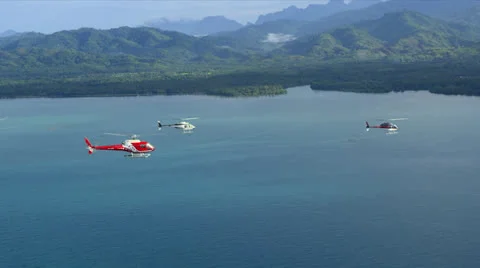 Aerial of helicopter in formation Video stock 25706320