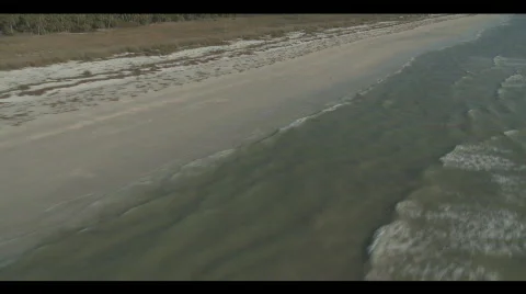 Aerial Helicopter Shadow on Beach Video stock 707129