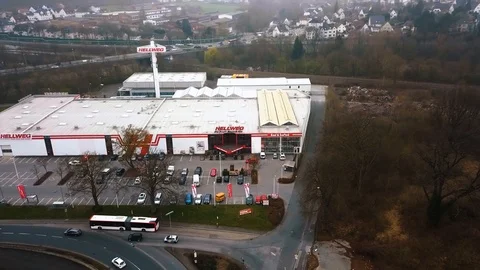 Aerial Hellweg Baumarkt Hardware Store Stock Footage 105268038