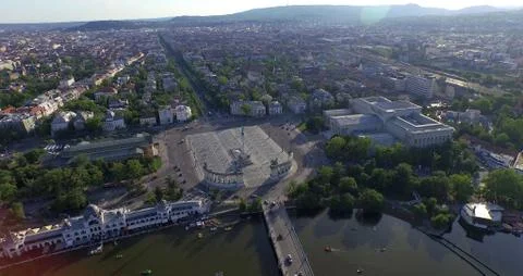 Aerial. Heroes Square - the largest square in Budapest, Hungary. Stock Photos