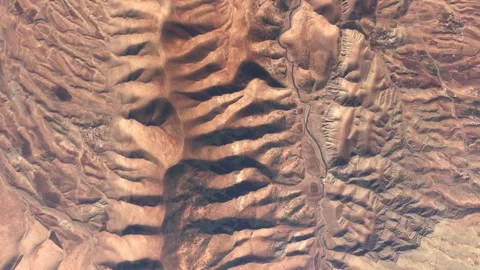 Aerial high altitude top down view of Sulaymaniyah mountains 4k animation Stock Footage 302493314